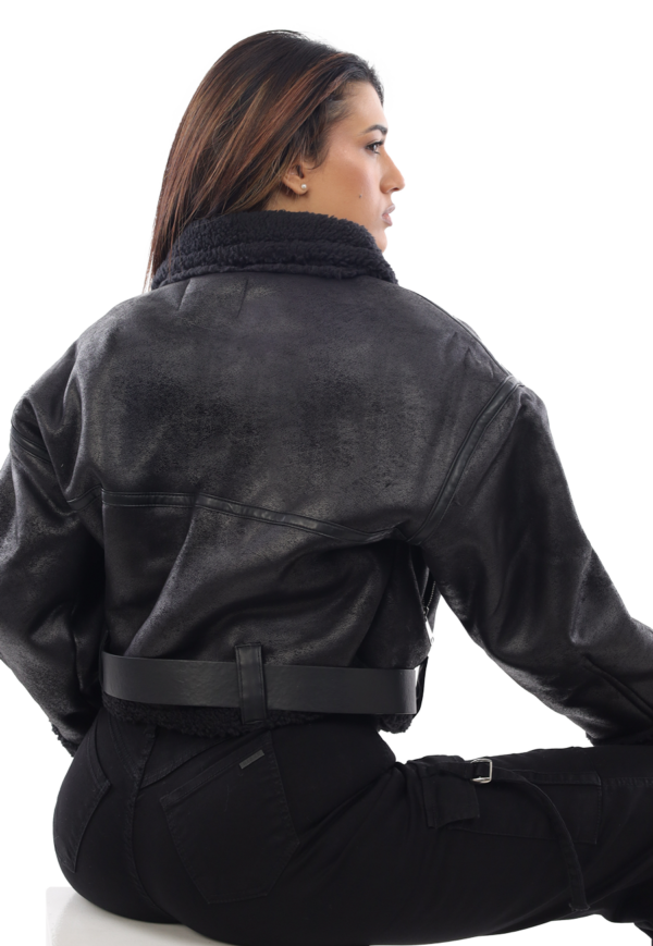 CHAQUETA MUJER ECO CUERO Y CHIPORRO CH3605N - Imagen 2